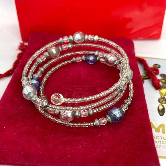 Vecchia Murano Venice Italy Glass Bead Memory Coil Bracelet Gift Bag Certificate - Picture 2 of 15